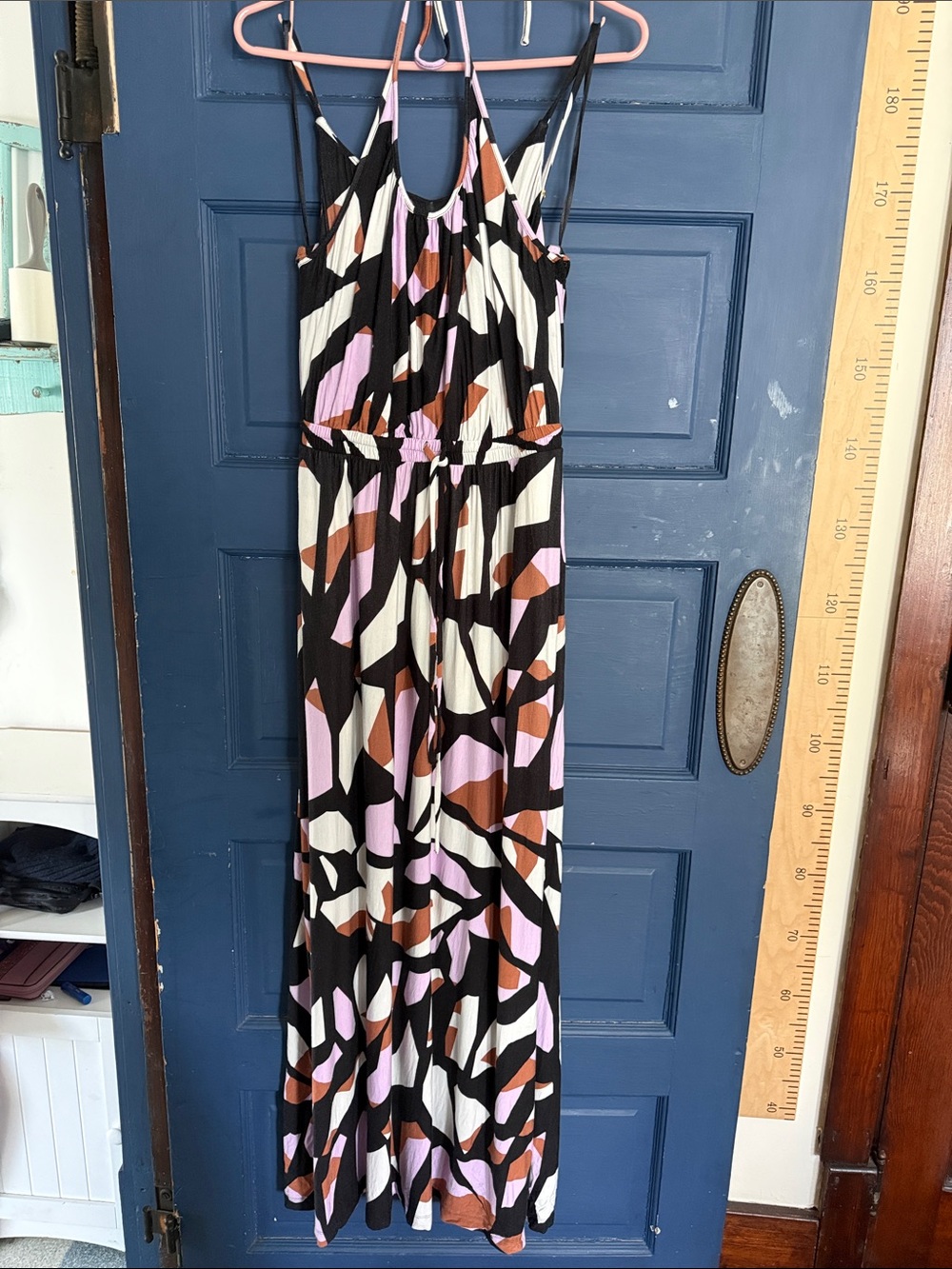 Soma Abstract Print Maxi Dress - Black, White, Pink & Brown